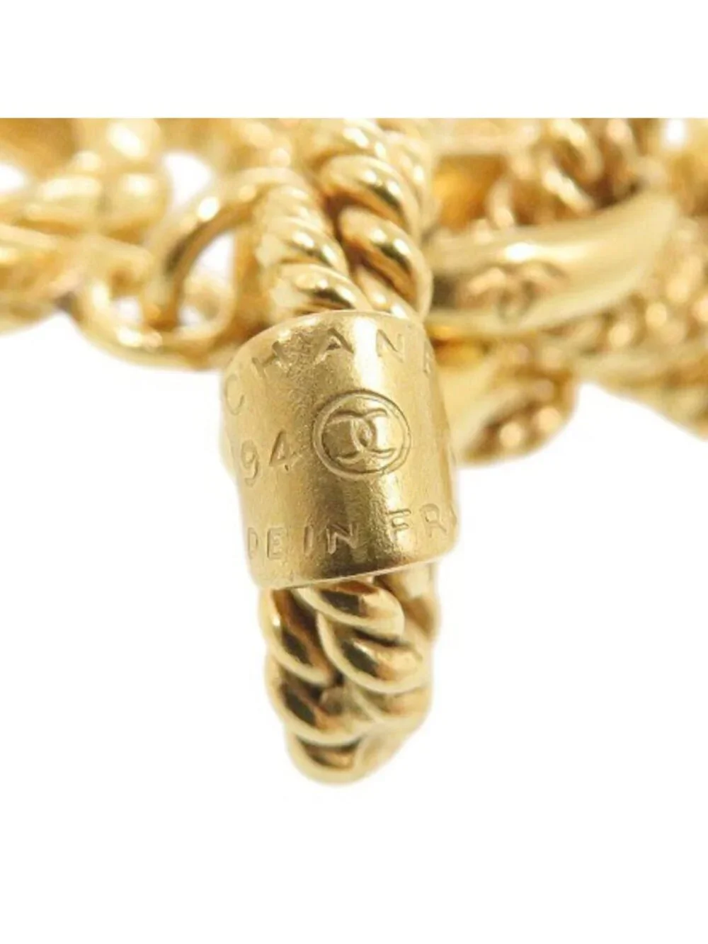 Chanel CC Logo Sun Motif Gold Plated Bracelet